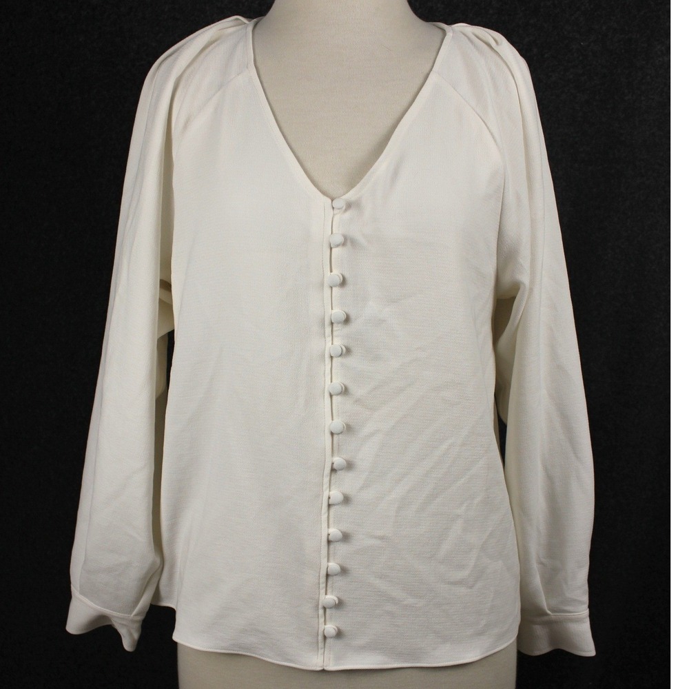 NWT Sezane Galena Blouse Ecru Cream Button Front Top Size 36 US 4
